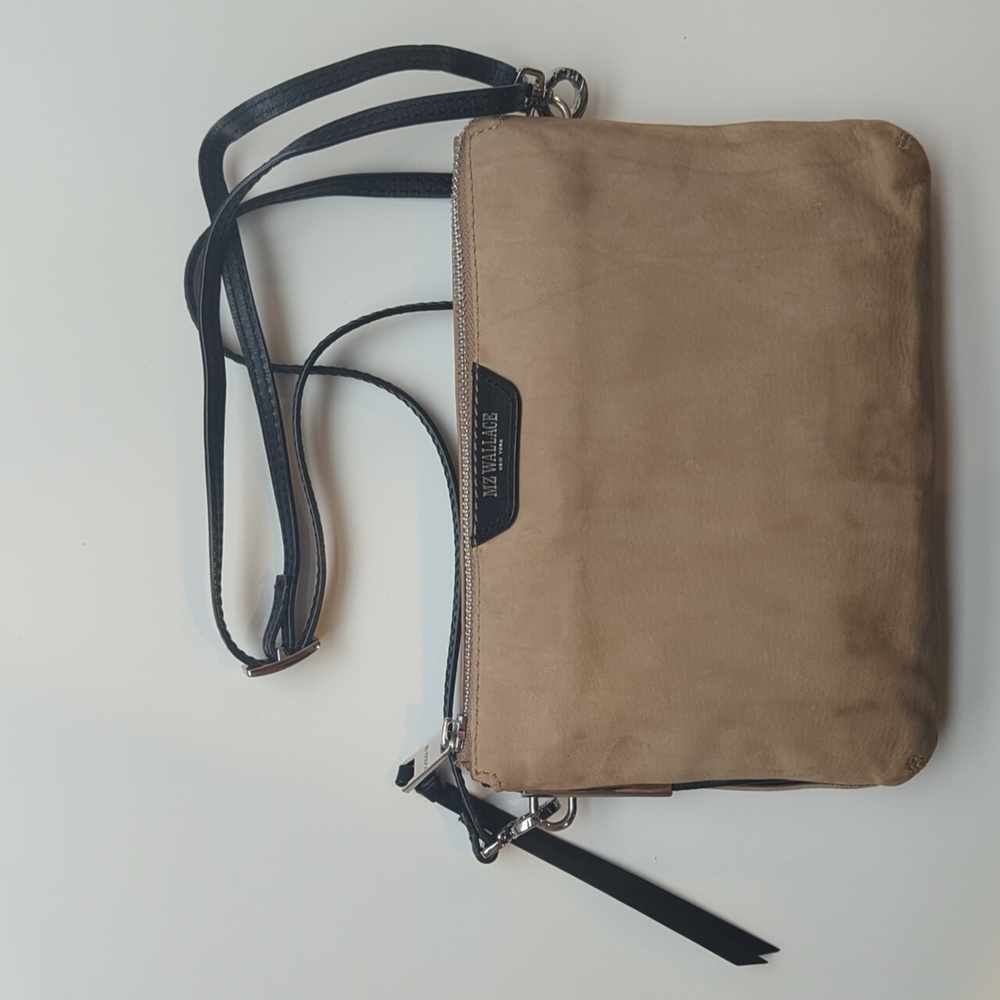 MZ Wallace Suede Leather Crossbody or Shoulder Tan & Black Purse